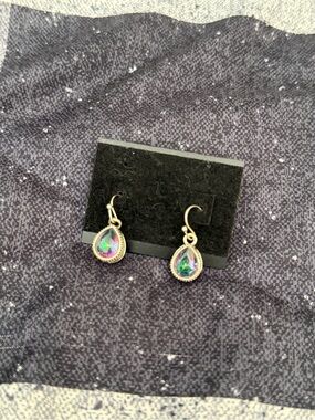 Mystic Teardrop Dangle Earrings - Iridescent Purple/Green -